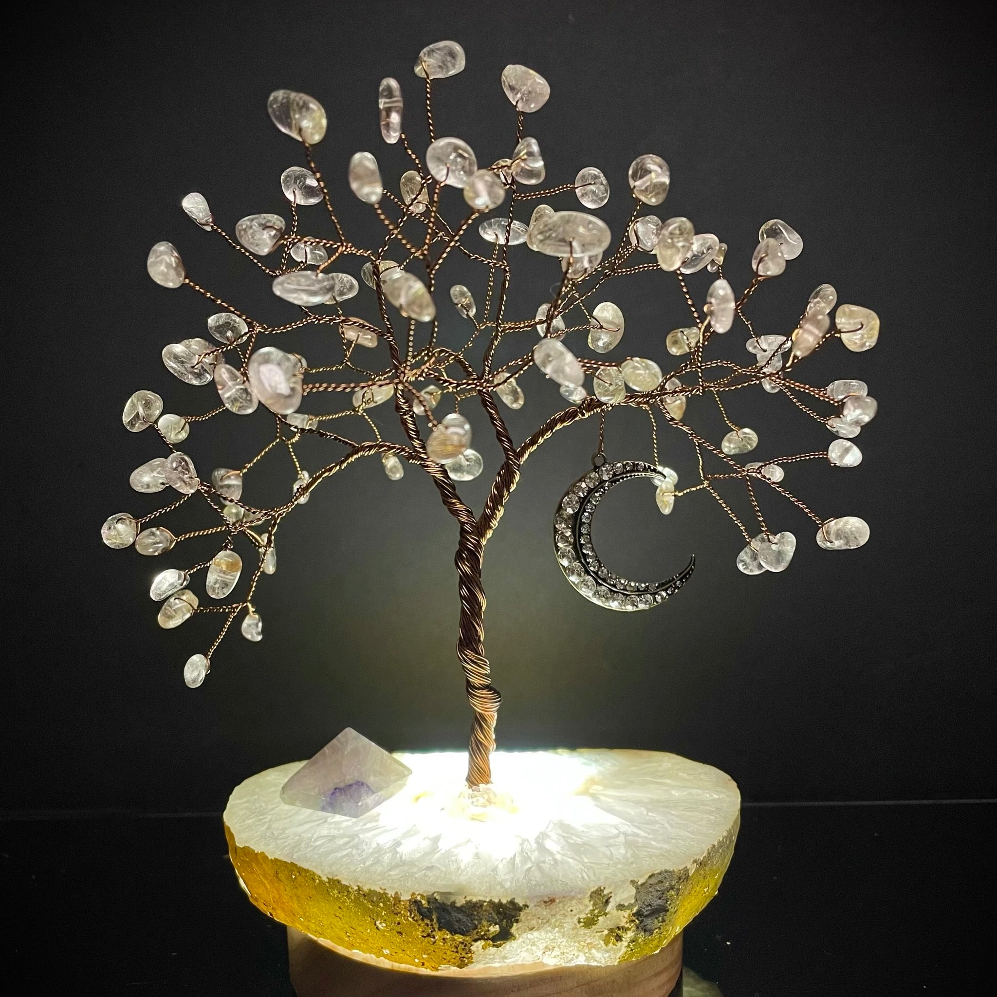 Rutilated Quartz on Agate Mojo Tree